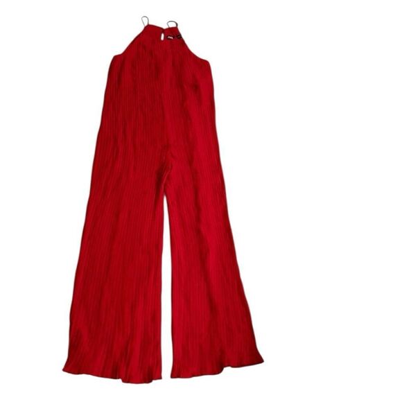 Zara Red Pleated Jumpsuit(Size Small) - Picture 3 of 6